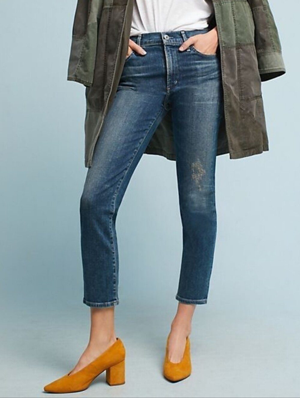 Citizens Of Humanity Straight Leg Jeans in Medium Blue Denim